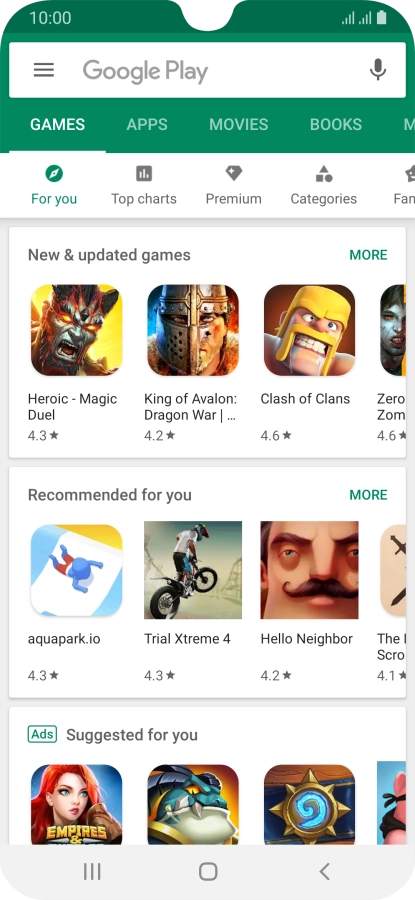 Press the search field.