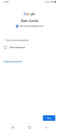 Press Enter your password and key in the password for your Google account.