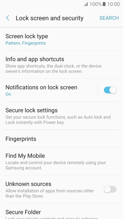 Press Screen lock type and key in the current phone lock code.