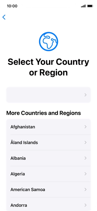 Press the required country or area.