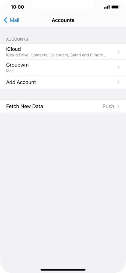 Press the name of the email account you've just set up.