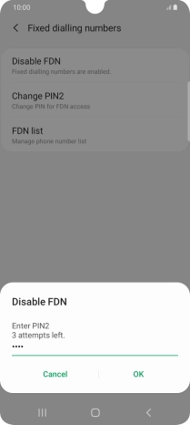 Key in your PIN2 and press OK.