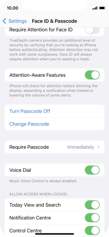 Press Turn Passcode Off and key in the phone lock code.