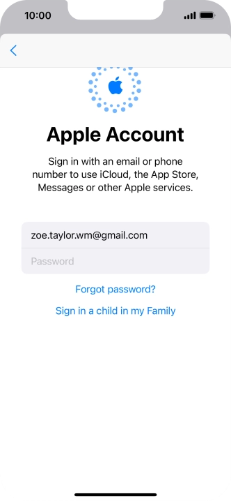 Press Password and key in the password for your Apple ID.
