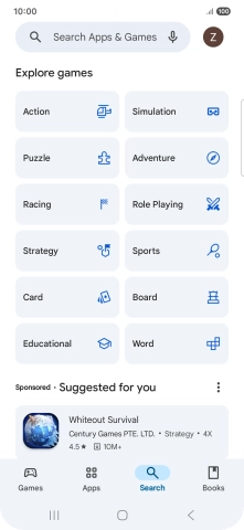 Press the search field.