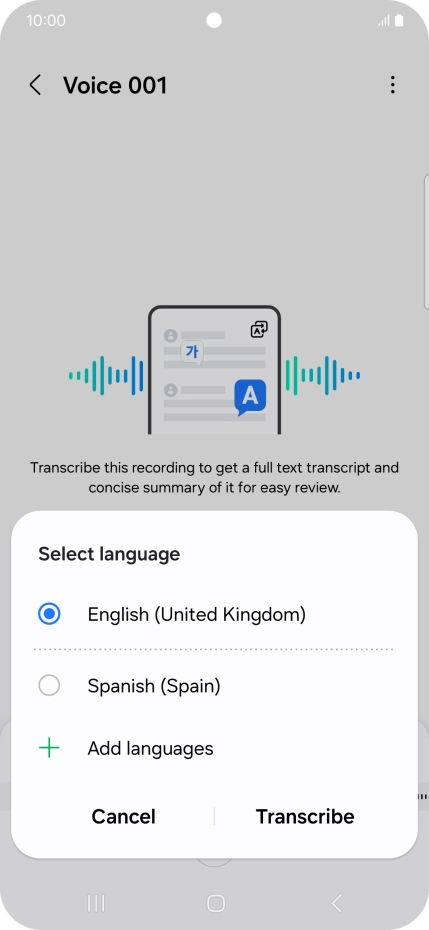 Press the recorded language.