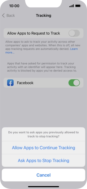 If you turn off the function, press the required setting.