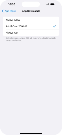 Press the required setting to turn the function on or off.