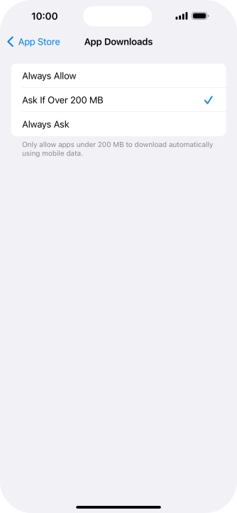 Press the required setting to turn the function on or off.