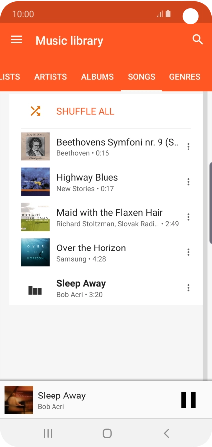 Press the song title at the bottom of the screen.