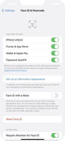 Press the indicators next to the required settings to turn them on or off.