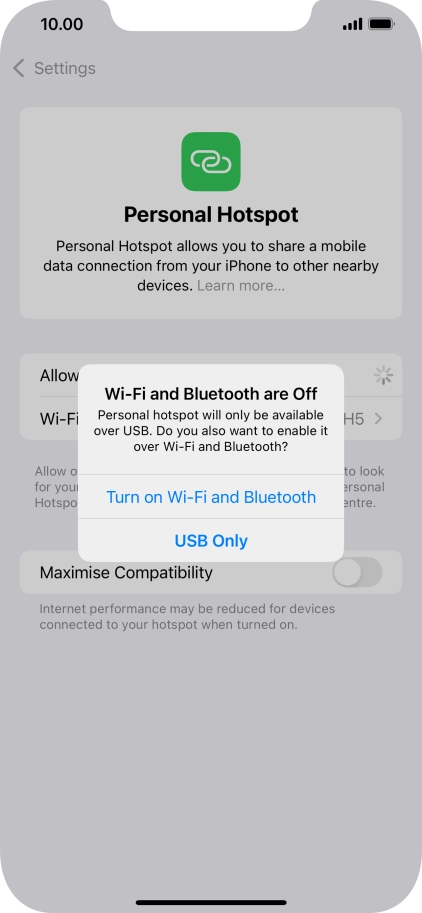 If Wi-Fi is turned off, press Turn on Wi-Fi and Bluetooth.