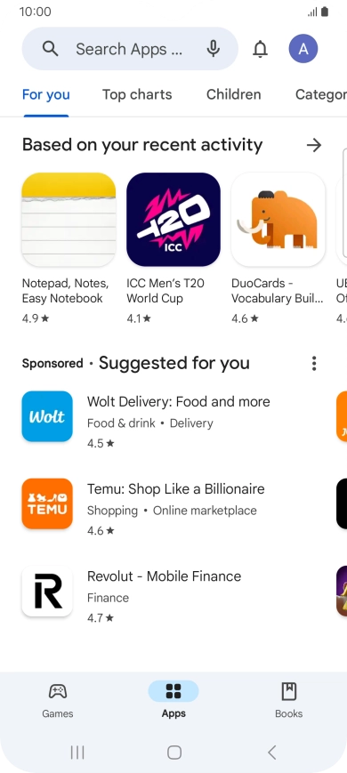 Press the profile icon.
