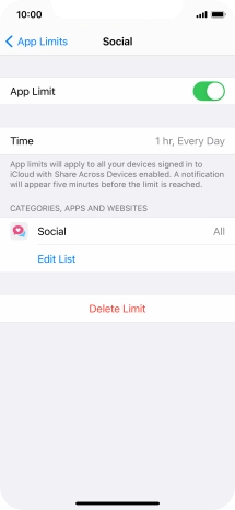 Press Delete Limit.