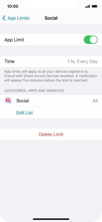 Press Delete Limit.
