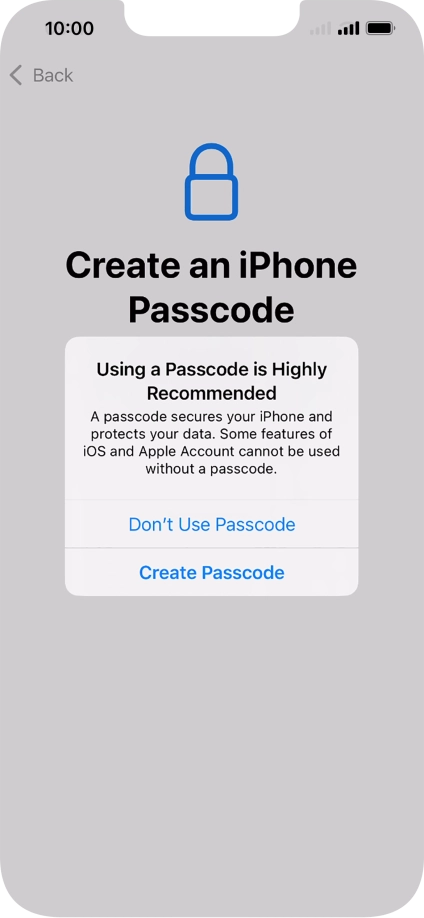 If you turn off the function, press Don't Use Passcode. If you turn off the function, press Don't Use Passcode.
