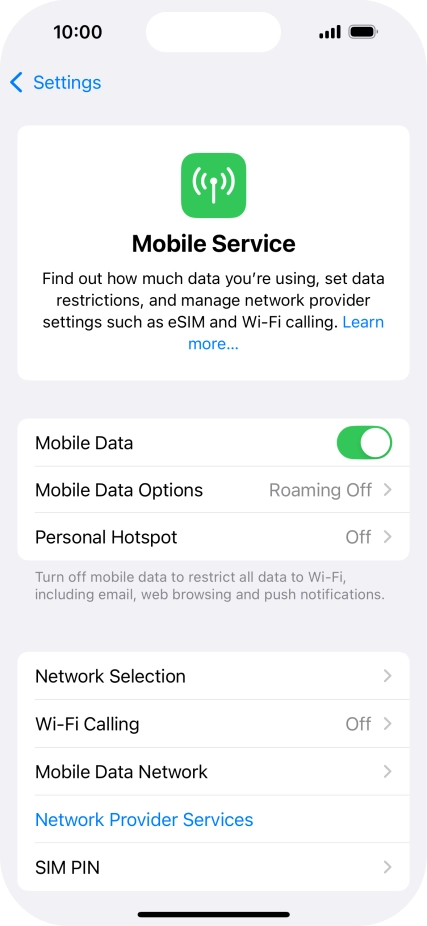 Press Mobile Data Network.