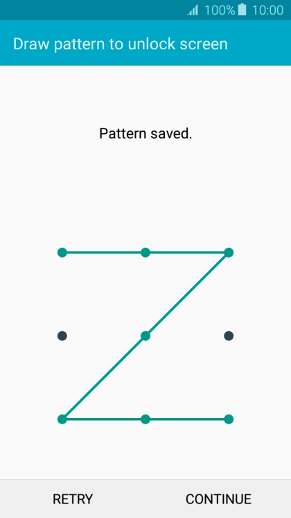 Slide your finger across the screen to connect at least four points and press CONTINUE. Slide your finger across the screen to connect at least four points and press CONTINUE.