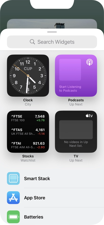 Press the required widget.