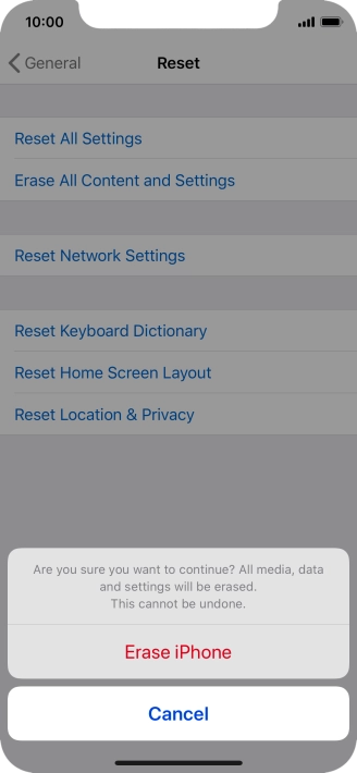 Press Erase iPhone.