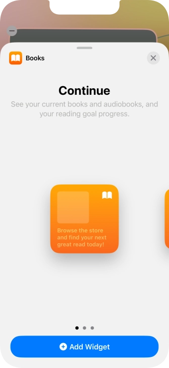 Slide your finger right or left on the screen to select the required widget size.