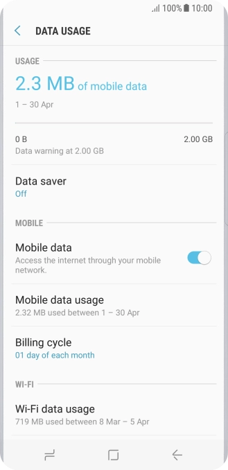 The total data usage is displayed.