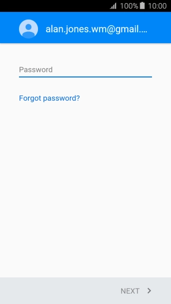 Press the text input field and key in the password for your Google account. Press the text input field and key in the password for your Google account.