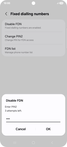 Key in your PIN2 and press OK.