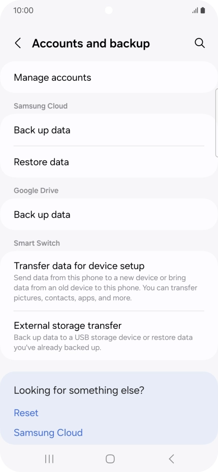 Press Manage accounts.