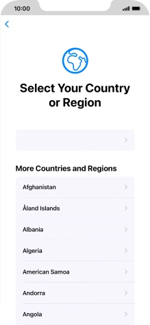 Press the required country or area.