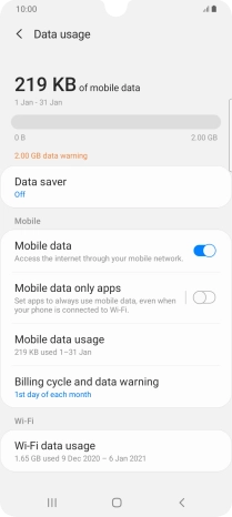 The total data usage is displayed.