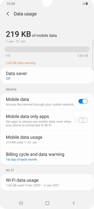 The total data usage is displayed.