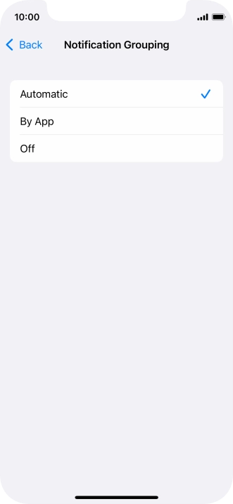 Press the required setting. Press the required setting.