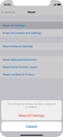 Press Reset All Settings.