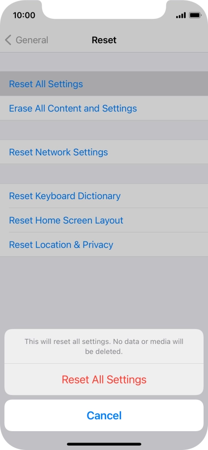 Press Reset All Settings.