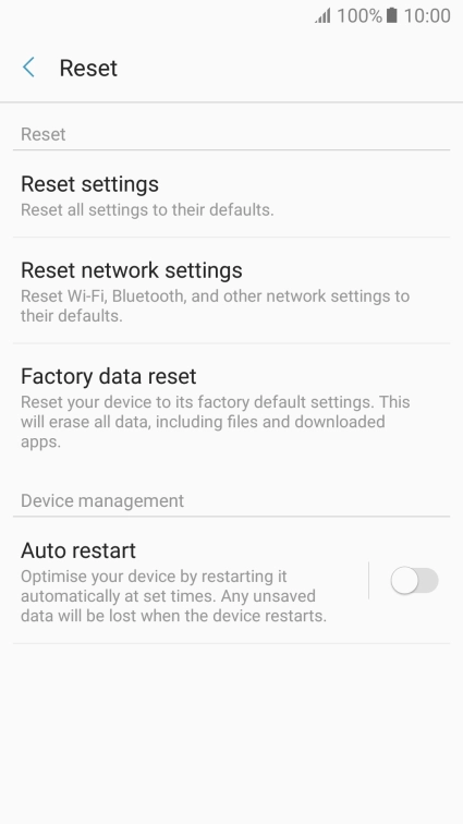 Press Factory data reset.