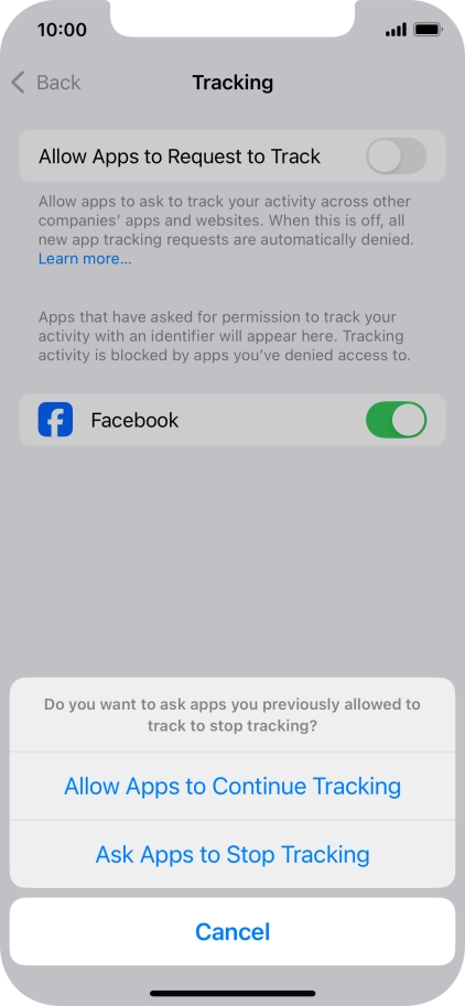 If you turn off the function, press the required setting.