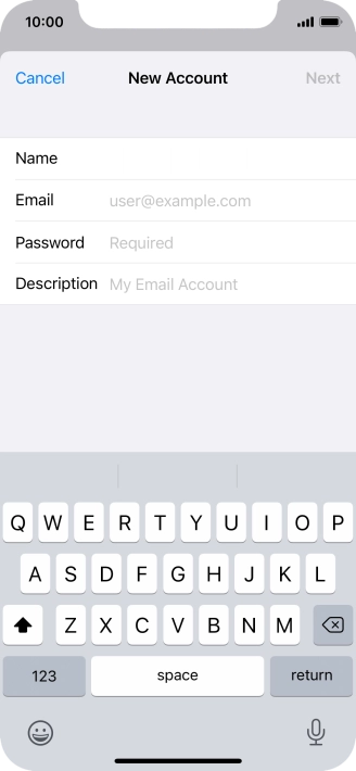 Press Email and key in your email address.