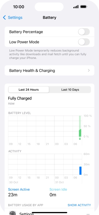 Press Battery Health & Charging.
