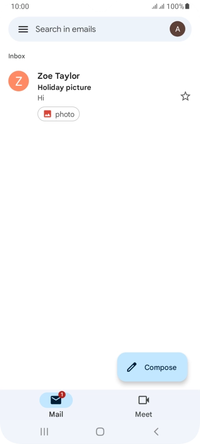 Press the email account icon.