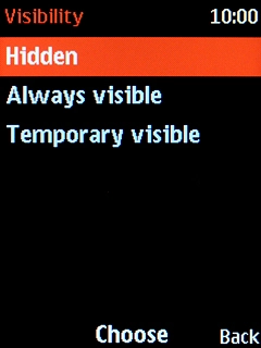 Select the required setting to turn Bluetooth visibility on or off.