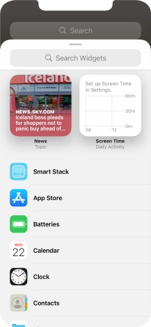 Press the required widget.