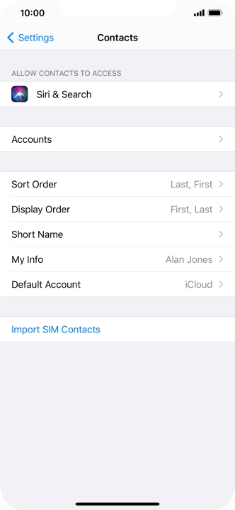 Press Import SIM Contacts.