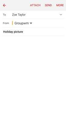 Press the text input field and write the text for your email message.