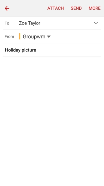 Press the text input field and write the text for your email message.
