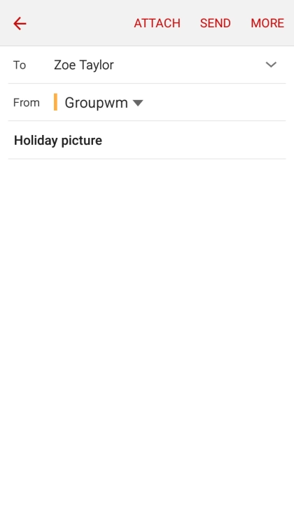 Press the text input field and write the text for your email message.