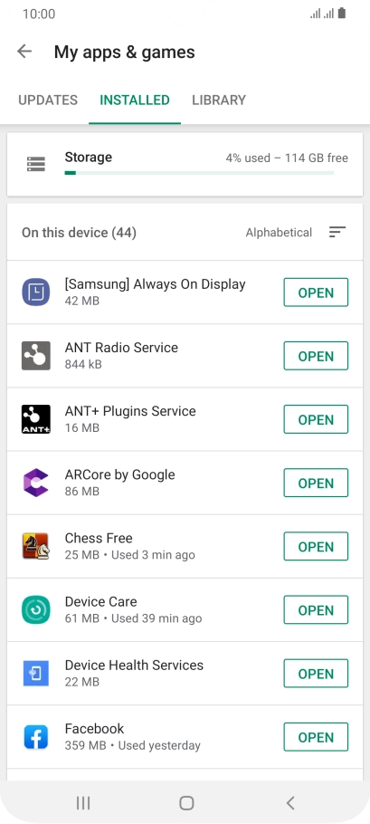 Press the required app.