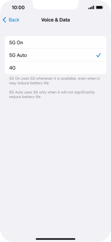 To turn on use of 5G primarily, press 5G On.