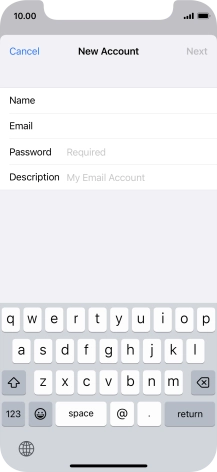 Press Password and key in the password for your email account.