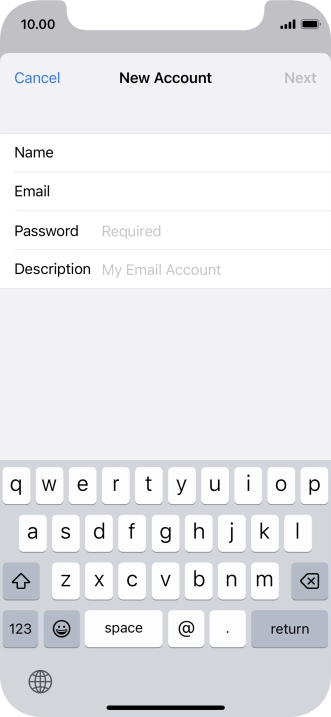 Press Password and key in the password for your email account.
